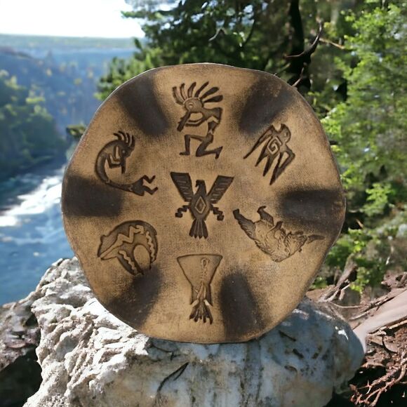 Native American Pottery Kokopelli Bowl SHORTY Fetish Bear Teepee Thunderbird Vtg - Picture 14 of 16